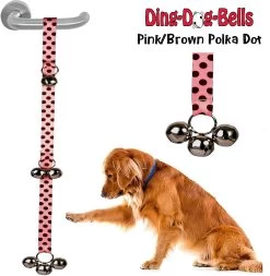 Yellow Dog Ding Dog Bells Pink/Brown Polka -Pet Supplies Sale extra 1593