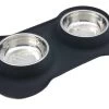 Super Design Double Bowl & Silicone Mat Black -Pet Supplies Sale main 1212