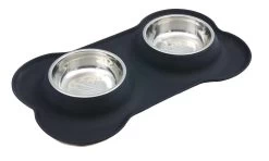 Super Design Double Bowl & Silicone Mat Black