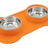 Super Design Double Bowl & Silicone Mat Orange -Pet Supplies Sale main 1213