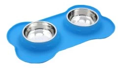 Super Design Double Bowl & Silicone Mat Blue